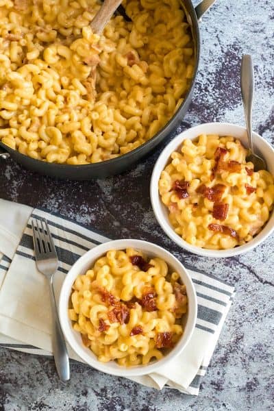 Whiskey and bacon come together for a killer pasta dish in this Jack Daniel's Bacon Mac and Cheese!