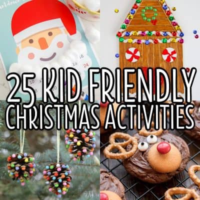 square collage of kids christmas activities with text
