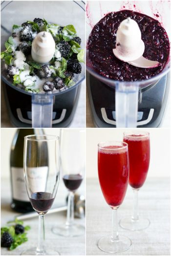 This Blackberry Mint Bellini is a creeper cocktail cleverly disguised as a posh brunch drink!