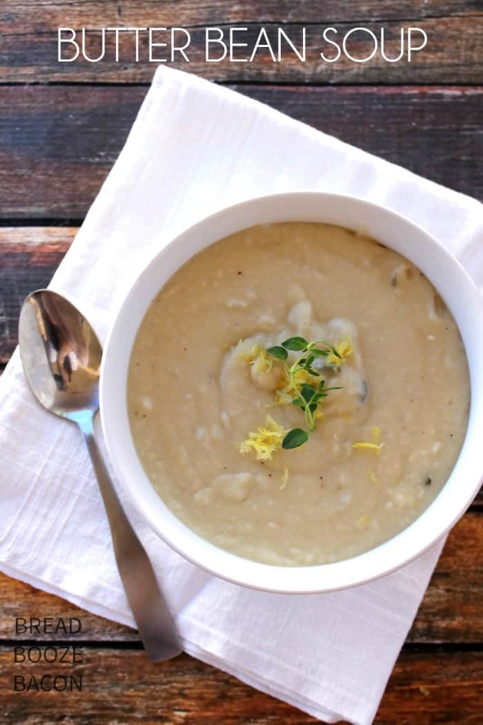 Butter Bean Soup is heaven in a bowl. Creamy and rich with layers of flavor, this soup is the perfect way to warm up on a cold day!