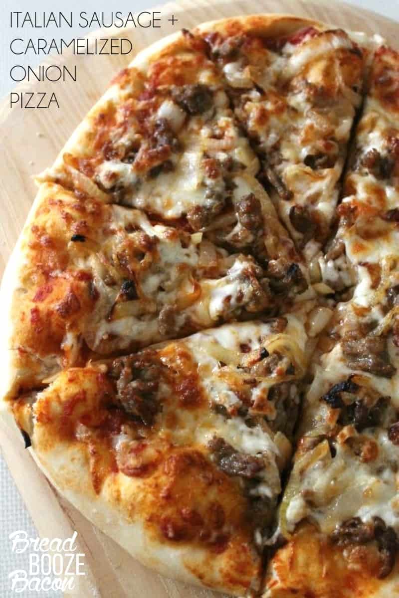 This Italian Sausage + Caramelize Onion Pizza is totally worth skipping take out for!