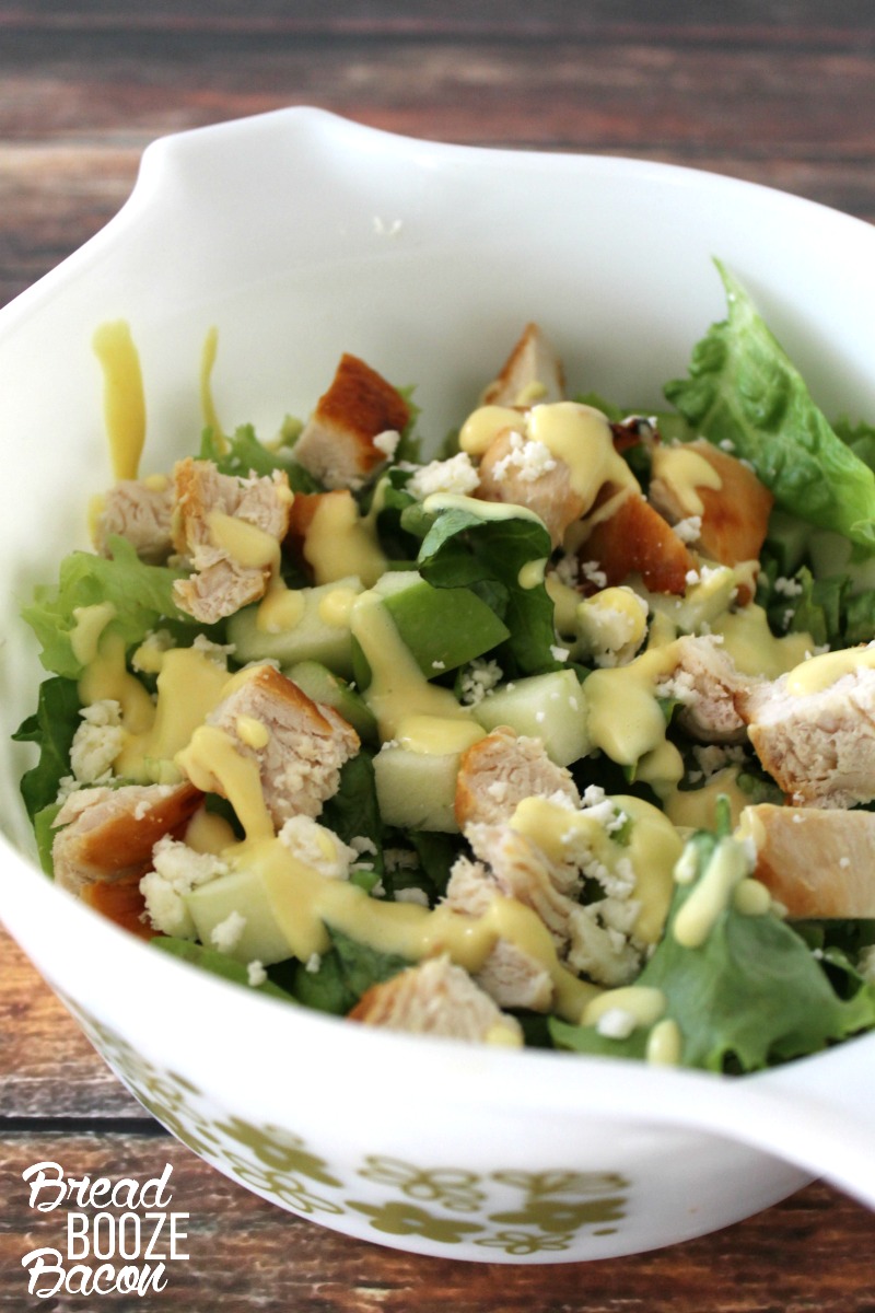 Apple Chicken and Feta Salad is a homemade version of one of my favorite salads to order when we go out! #12Bloggers