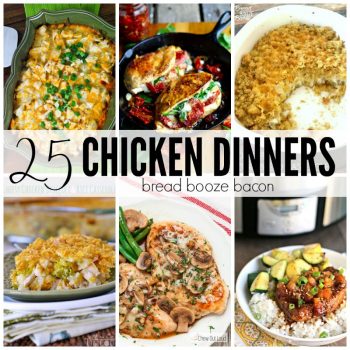 Chicken is my go to dinner protein, but finding new and delicious ways to have it for dinner can become mind numbing! Get some inspiration and save your sanity with these 25 Chicken Dinners!
