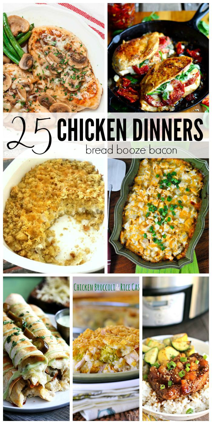 Chicken is my go to dinner protein, but finding new and delicious ways to have it for dinner can become mind numbing! Get some inspiration and save your sanity with these 25 Chicken Dinners!