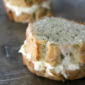 This Almond-Poppy Seed Pound Cake with Lemon Cream Cheese a dessert sandwich to die for!