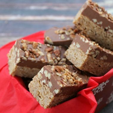 Chocolate Peanut Butter Oatmeal Bars are an easy to make treat that are always a hit around the holidays!