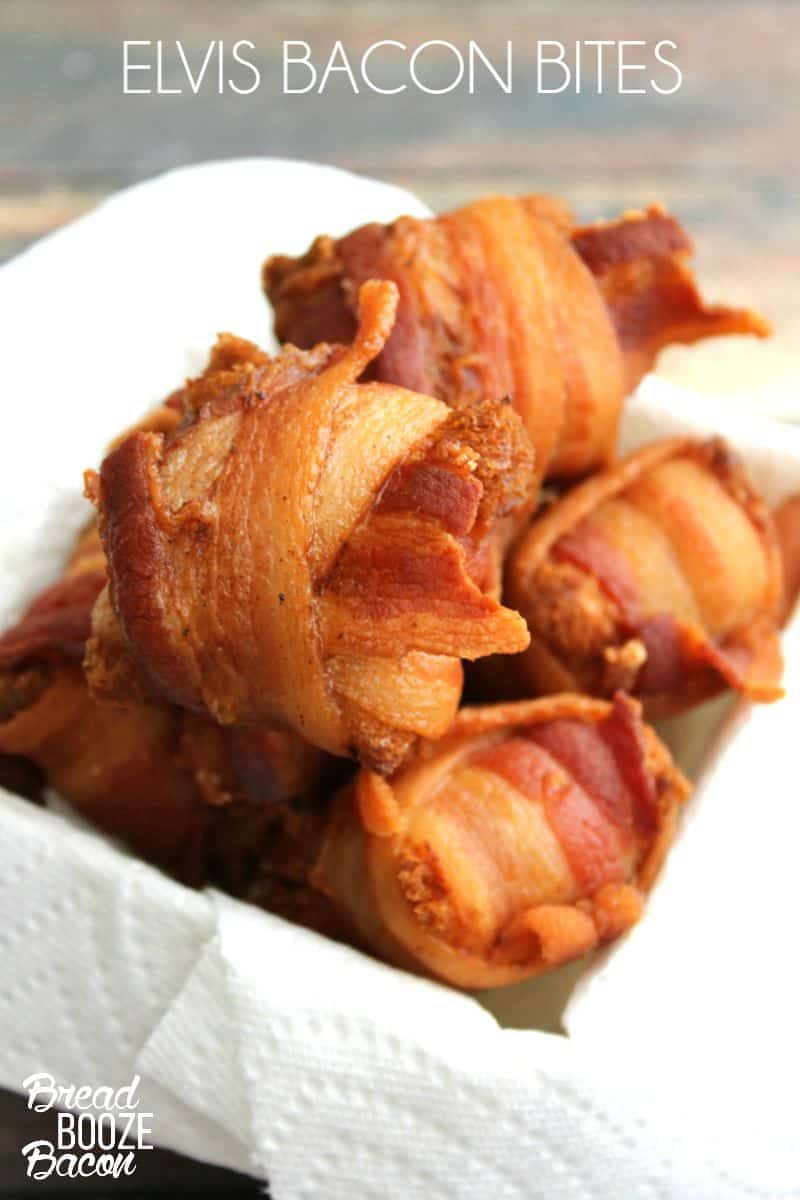 Elvis had it so so right! These Elvis Bacon Bites are crispy, peanut buttery mouthfuls of fried food happiness! #BaconMonth