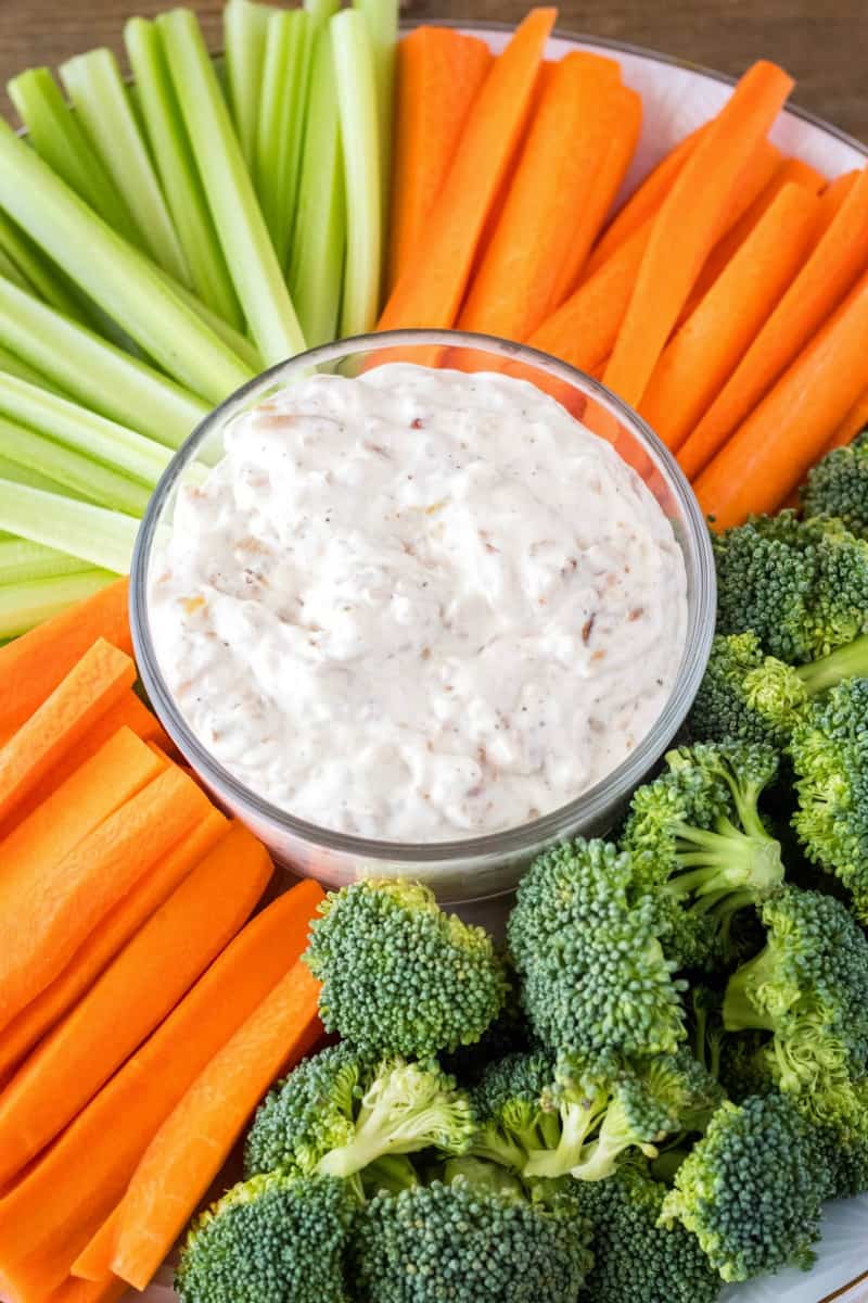 veggie platter with french onion dip