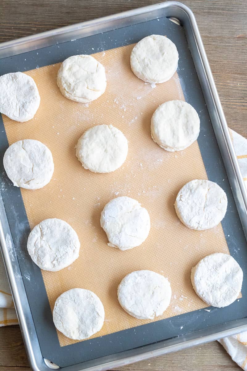 biscuit dough on a baking sheet