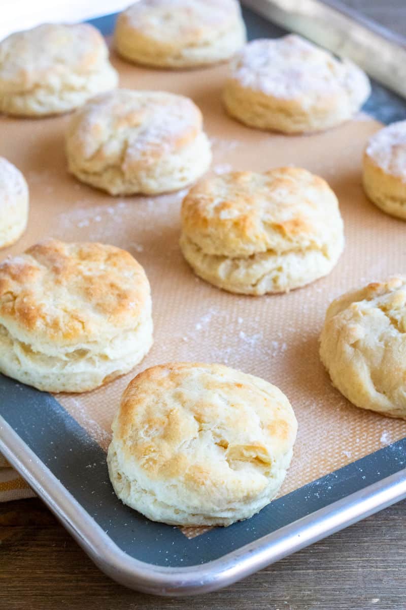 biscuits on a baking sheet after cooking