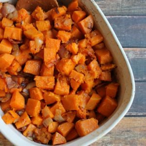 Maple Glazed Sweet Potatoes with Bacon are a salty, sweet fall side you'll want to serve with everything!