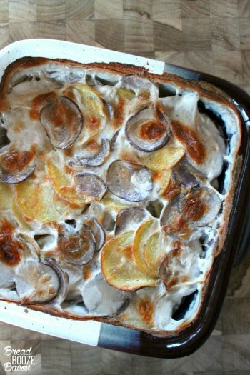Two-Tone Scalloped Potatoes gives new life to a holiday table classic. Everyone will be begging for seconds!