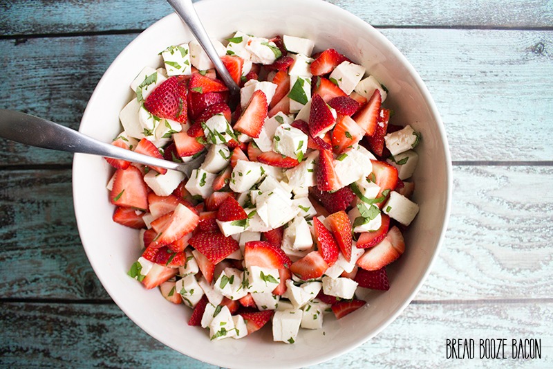 This Strawberry Caprese Salad will make you forget all about tomatoes! I love this salad drizzled with a little balsamic glaze!