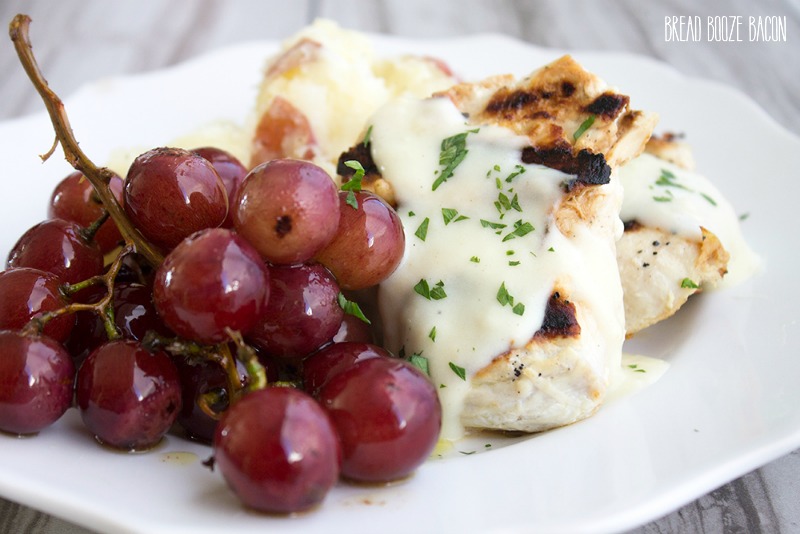 Grilled Garlic-Dijon Chicken & Grapes is easy enough for a weeknight dinner and sophisticated enough for company!