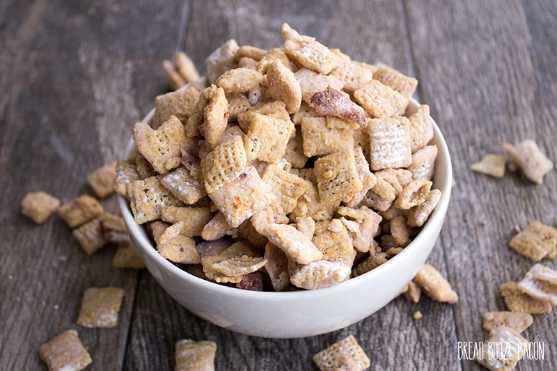 Bacon Fluffernutter Puppy Chow is a sweet & salty snack that'll make anyone sit up and beg!