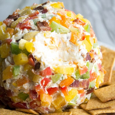 This Bell Pepper & Bacon Cheese Ball is an easy-to-make appetizer that's bursting with flavor!