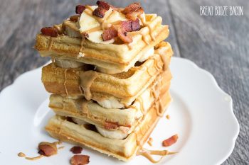 These Elvis Waffles are a towering stack of peanut butter, banana, and bacon goodness not even the king himself could resist!