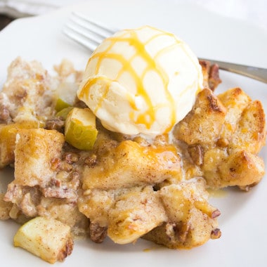 Apple Pecan Bread Pudding is my go to dessert for the holidays. This recipe is easy to make, tastes SO good, and will leave your house smelling amazing!