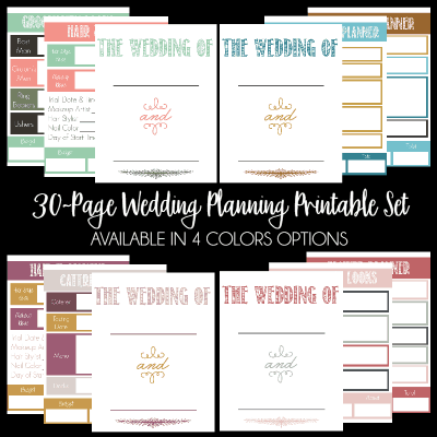 Get ready for your big day with this 30 Page Wedding Planning Printable Set! It's a life saver for any bride to be and come in 4 color options!