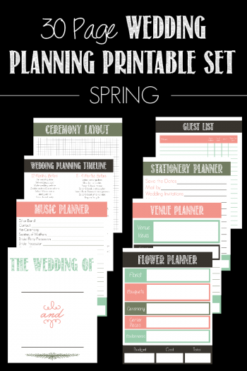 30 Page Wedding Planning Printable Set (available in 4 color options) | Bread Booze Bacon