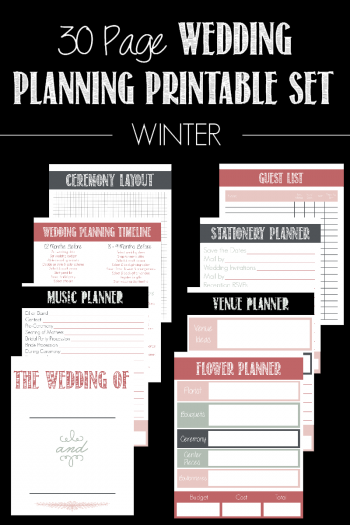 30 Page Wedding Planning Printable Set (available in 4 color options) | Bread Booze Bacon