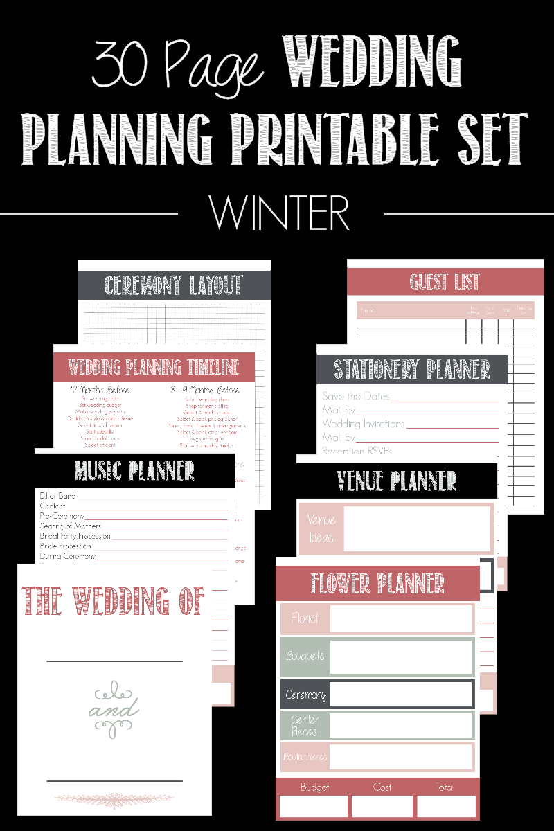 Get ready for your big day with this 30 Page Wedding Planning Printable Set! It's a life saver for any bride to be and come in 4 color options!