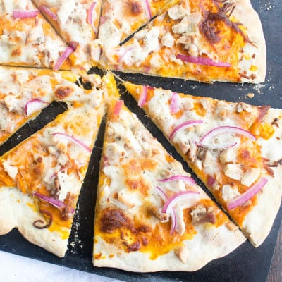 Sweet Potato & Turkey Pizza is a delicious spin on a favorite holiday pairing!