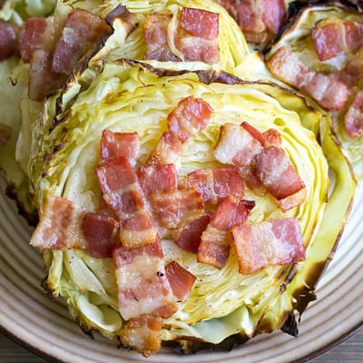 Roasted Cabbage with Bacon is an easy side dish that's perfect alongside corned beef!