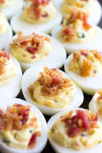Bacon Jalapeno Popper Deviled Eggs are an addictively good appetizer that'll leave everyone wanting more!