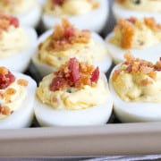 Bacon Jalapeno Popper Deviled Eggs are an addictively good appetizer that'll leave everyone wanting more!