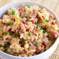 Hawaiian Fried Rice is a tropical twist on a take-out favorite! This recipe is easy to make and a delicious way to use up leftover ham!