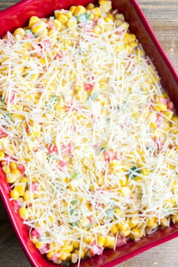 Easy side dishes like this Creamed Corn Casserole with Peppers are my favorite for busy weeknights or the holidays! This casserole is loaded with flavor and so colorful!