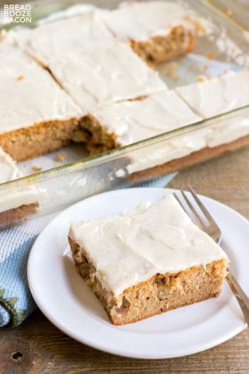 Easy desserts like this Apple Spice Cake are great for all your Fall gatherings! From game day to birthdays, this easy cake will be a hit with all your guests!