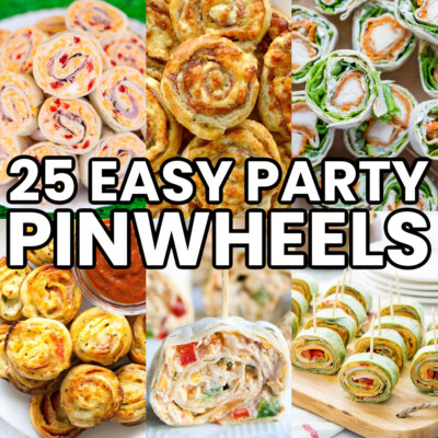 square collage of 6 pinwheel recipe with text overlay