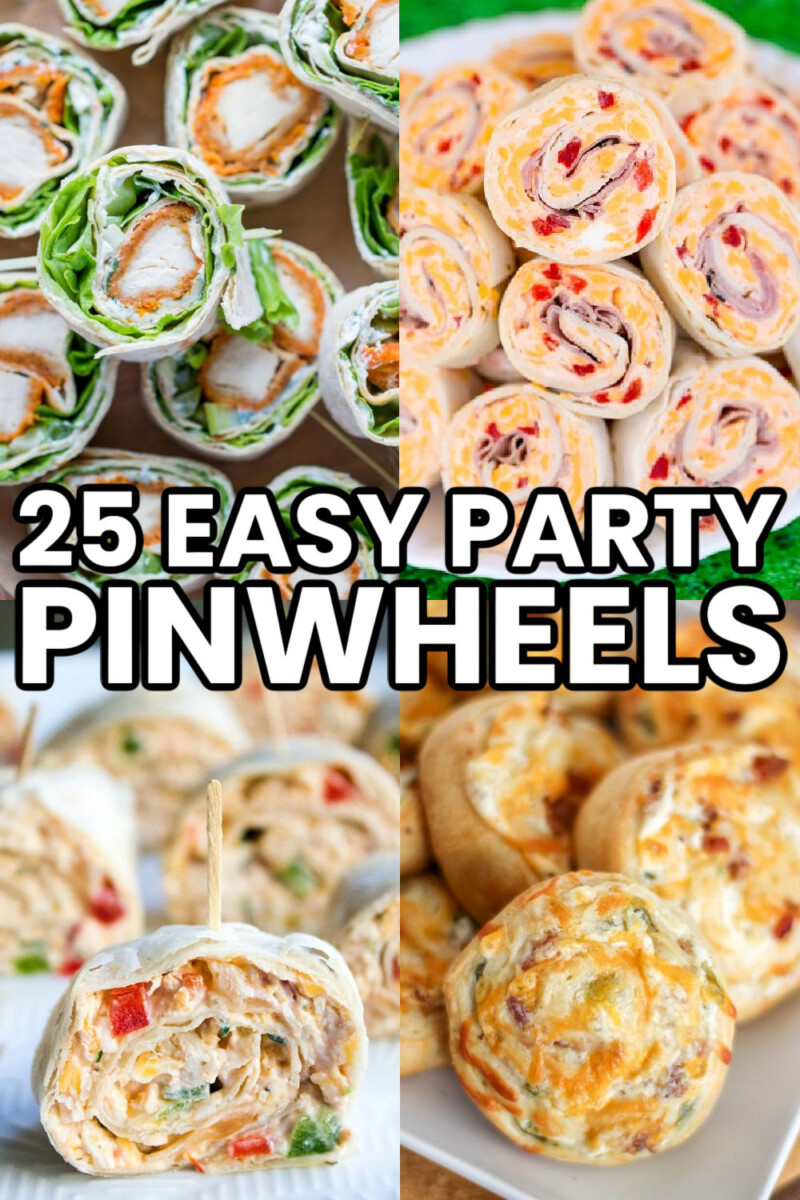 vertical collage of 4 pinwheel recipe with text overlay