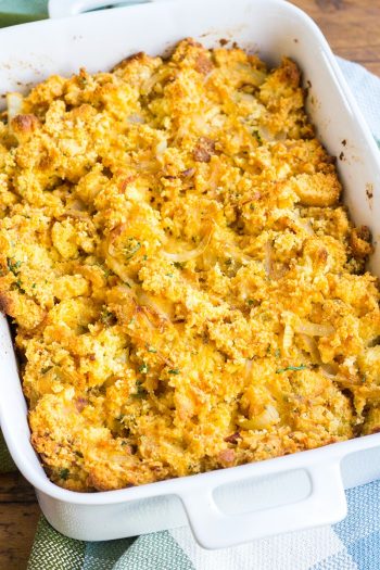 Caramelized Onion & Cornbread Dressing is one of my go-to side dishes for holiday dinners. Even people who say they don't like stuffing love this recipe!