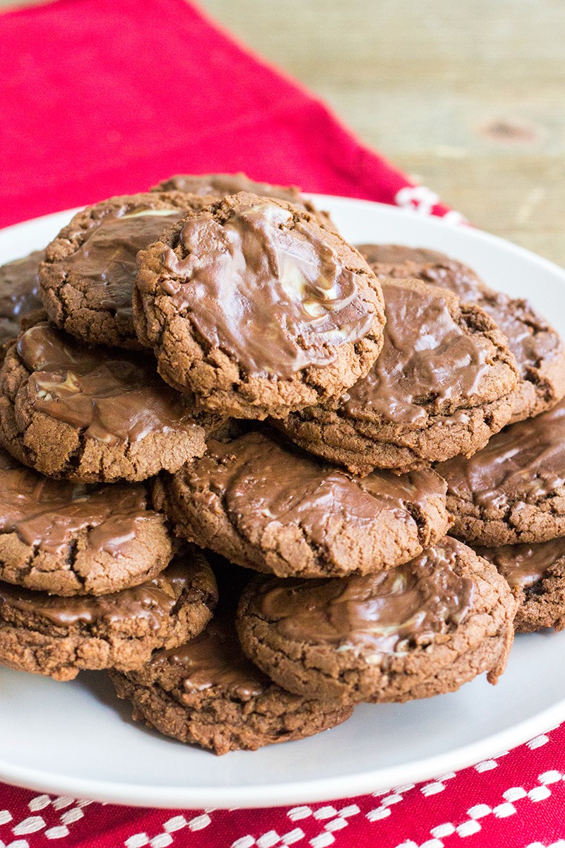 Chocolate Andes Mint Cookies are rich, minty and perfect for the winter season! The Andes mints are a refreshing topping for these easy chocolate cookies!