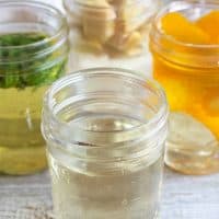 mason jars with simple syrup and simple syrup infusions