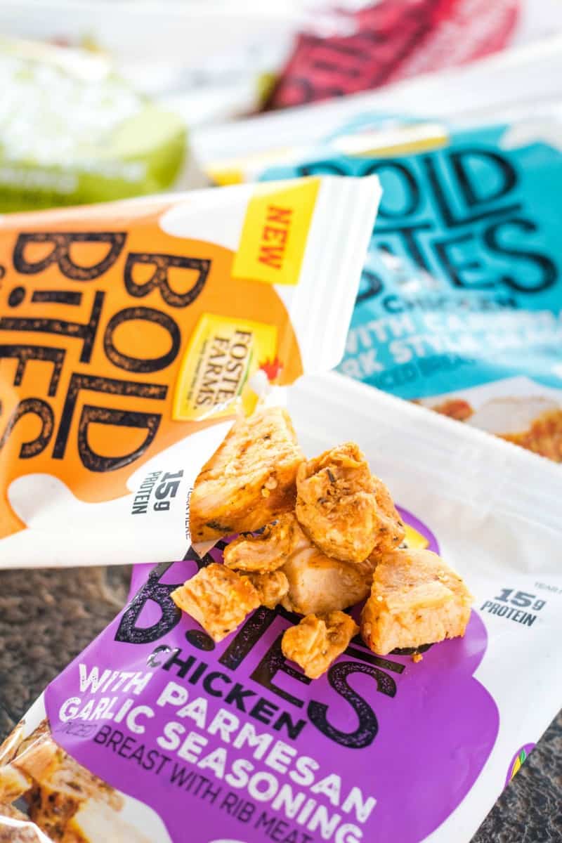foster farms bold bites with cajun style seasoning being poured out of the pouch