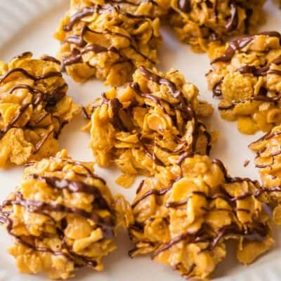 Chocolate Peanut Butter Cornflake Cookies are an easy, 6-ingredient no bake treat that are as fun to eat as they are to make!