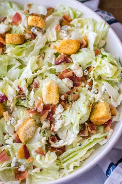 close up of chopped wedge salad