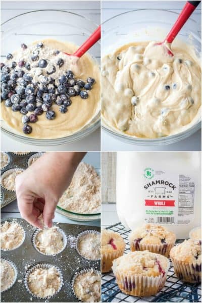 steps to make blueberry streusel muffins