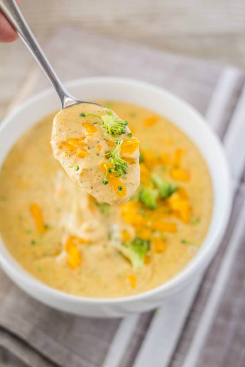 spoonful of easy broccoli cheese soup
