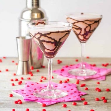 Rich and chocolaty with a kick! This creamy Chocolate Red Hot Martini has a hint of cinnamon for a Valentine's Day favorite!