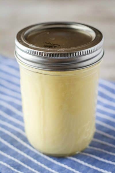 mason jar of honey mustard dressing