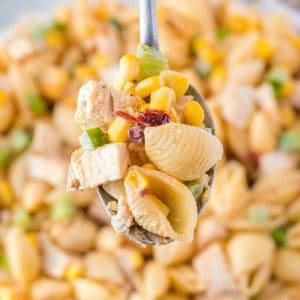 Chipotle Chicken Pasta Salad has a kick of heat for a potluck recipe that can't be beat! An easy make-ahead recipe - the longer it sits, the better it gets!