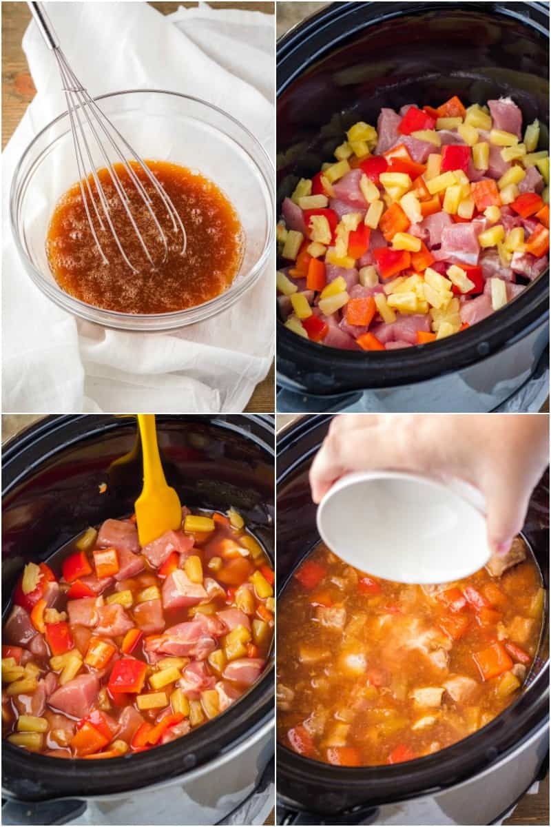 steps for making sweet and sour pork in a crock pot