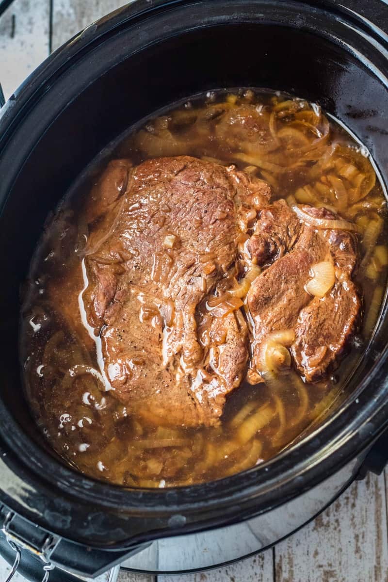 crock pot french dip beef after cooking