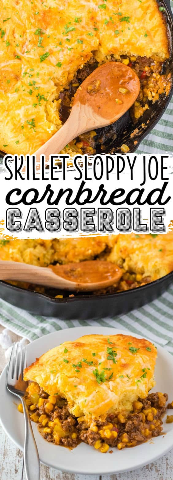 Skillet Sloppy Joe Cornbread Casserole • Bread Booze Bacon