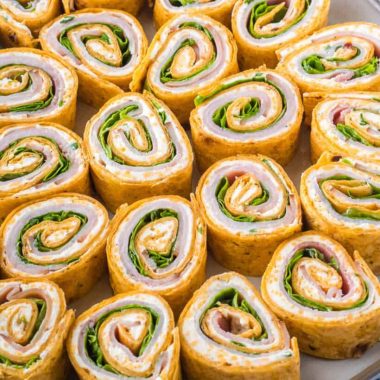 Get your party started with these tasty Ham and Cheese Roll Ups! Perfectly poppable for any occasion, but also great for an easy lunch idea!